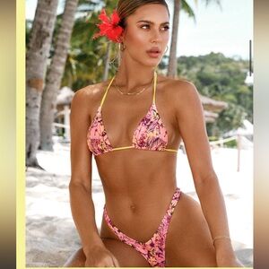 Tropical Pink Floral Bikini Set